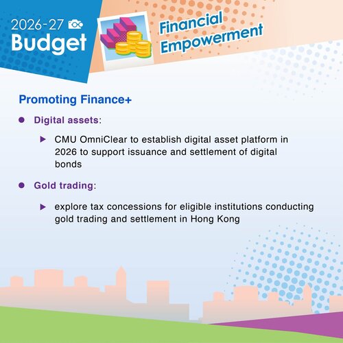 BREAKING: The 2026-27 #Budget promotes financial empowerment, including measures concerning the offshore RMB market, mutual market access, securities market reforms, asset and wealth management, digital assets and development of gold trading in Hong Kong. https://t.co/hgOG8m22SQ https://t.co/b6AJ3cbMaS