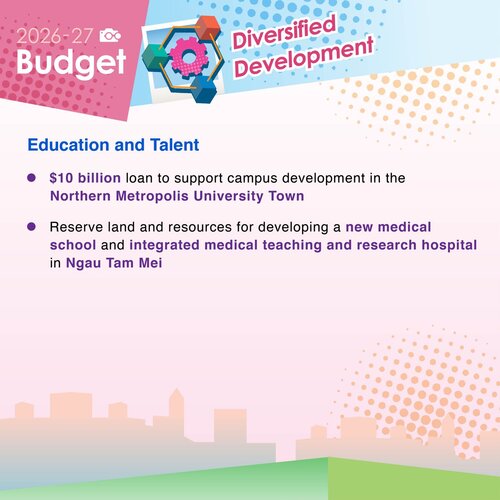 BREAKING: The 2026-27 #Budget promotes education and talent nuturing by providing $10 billion loan to support campus development in the Northern Metropolis University Town and reserving land and resources for developing a new medical school and integrated medical teaching and https://t.co/N8ashvsoGF