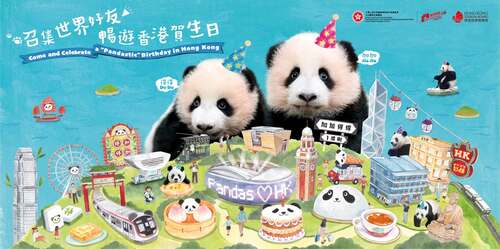Giant birthday bash!🥳🎂 Everyone's invited to join in the first birthday celebrations for our beloved panda twins, big sister Jia Jia and little brother De De, on August 15. The city is buzzing with excitement and adorned with panda-themed decorations in preparation to mark the occasion. These include a makeover of 32 street signs, featuring adorable pandas alongside local cuisine, cultural elements, and landmarks, which are sure to charm locals and visitors alike. Don't miss this chance to discover new instagrammable moments and get in the mood for a pandastic party!🐼  #hongkong #brandhongkong #asiasworldcity #oceanpark #giantpanda #jiajia #dede