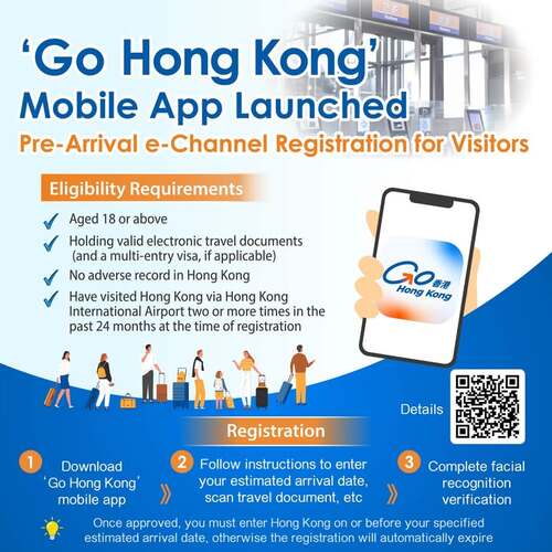 Good News for frequent visitors to Hong Kong!📢 The new ‘Go Hong Kong’ mobile app has officially launched, enabling eligible frequent travellers to complete their e-Channel enrolment on their smartphones before arrival. Simply download the app, scan your travel document, complete facial recognition and get approved for faster, seamless immigration clearance. Download ‘Go Hong Kong’ today and enjoy a smoother arrival experience!🧳💨  Eligibility Requirements: 1. Aged 18 or above  2. Holding valid electronic travel documents (and a multi-entry visa, if applicable)  3. No adverse record in Hong Kong  4. Have visited Hong Kong via Hong Kong International Airport two or more times in the past 24 months at the time of registration https://www.info.gov.hk/gia/general/202609/16/P2026091600601.htm        #hongkong #hk #brandhongkong #asiasworldcity #entrytoHK #gohongkong