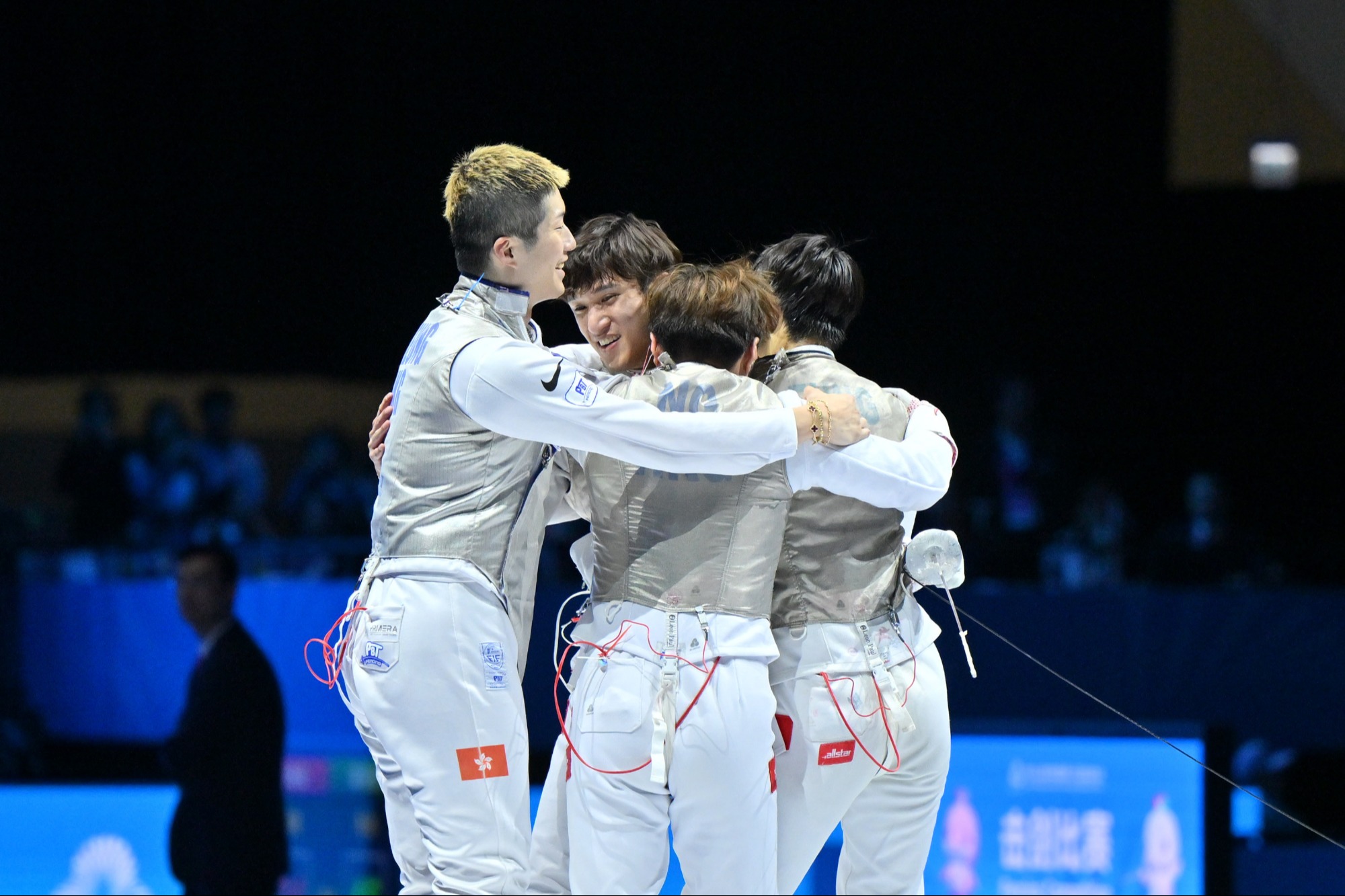 張家朗、蔡俊彥、梁千雨和吳諾弘於第十五屆全國運動會勇奪男子花劍團體金牌。 (2025)